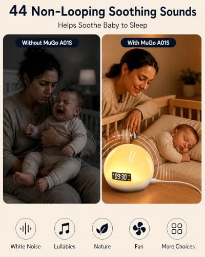 White Noise Sound Machine with Sunrise Alarm Clock for Kids Baby Shusher — view 2