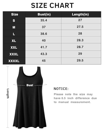Komfokore Tank Tops for Women Build in Bra Tanks Loose Fit Flowy Sleeveless Casual Black XL — view 5
