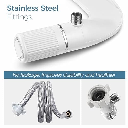 BIGCOW Bidet Attachment for Toilet, Ultra-Slim Dual Nozzle (Frontal & Rear Wash) Hygienic Toilet Bidet, Fresh Cold Water Pressure Adjustable Bidet Attachment with Stainless Steel Inlet — view 3