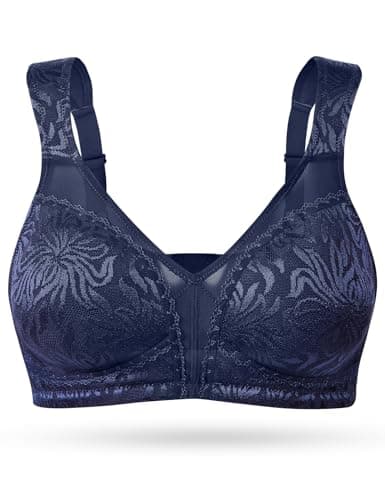 WingsLove Minimizer Non Padded Wire-Free Full Coverage Bras for Women Comfort Wide Straps Plus Size Everyday Bra,Blue Purple,42DD