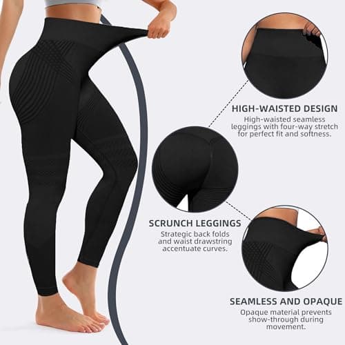 3D Compression Leggings for Women, High Waisted Tummy Control Yoga Pants — view 5