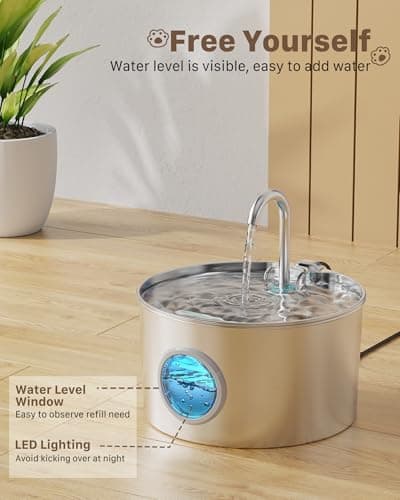 Cat Water Fountain Stainless Steel: Cat Fountain - 74oz/2.2L Water Fountains for Cats - Cats Drinking Waterer Fountains - Automatic Pet Waters Dispenser - Dog Bowl - for Pets& Small Animals — view 3
