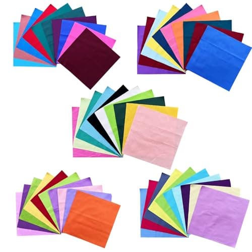 HANPATQUI 50PCS 5 x 5 inch Solid 100% Cotton Fat Quarters Fabric for Sewing and Quilting Bundles Precut Fabric Square for DIY Craft Patchwork — view 2