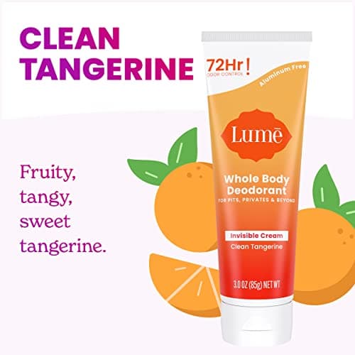 Lume Whole Body Deodorant - Invisible Cream Tube - 72 Hour Odor Control - Aluminum Free, Baking Soda Free, Skin Safe - 3.0 ounce (Clean Tangerine) — view 2