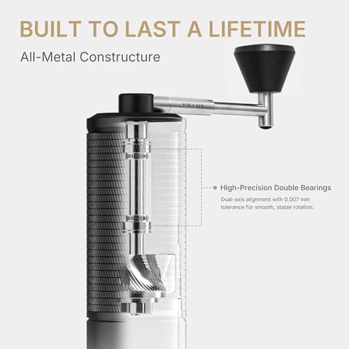 Timemore C5 ESP PRO Manual Coffee Grinder 50 Adjustable Settings, 42mm Stainless Steel Burr Hand Coffee Grinder with Fordable Handle, All Metal, for Espresso, French Press & Pour-over, 30g Capacity — view 4