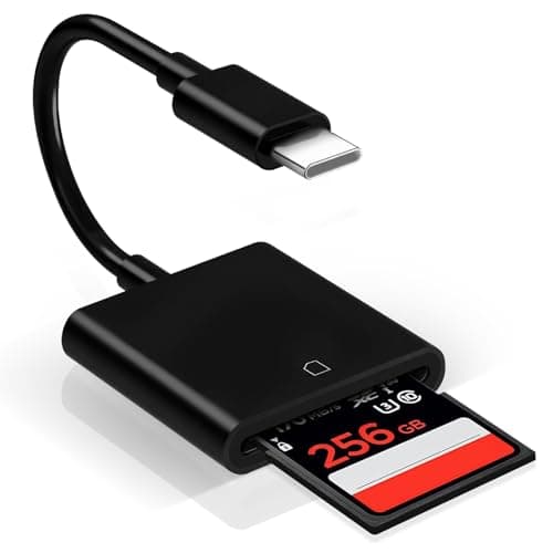 USBC to SD Card Reader for iPhone 17, Camera Adapter to iPhone 17, Digital Camera Adapter iPhone 17/16/15/iPad/MacBook/iMac/Galaxy/Android (Black)