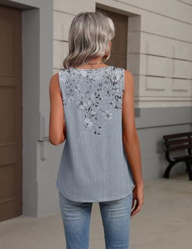 Zeagoo Womens Tank Tops 2026 Summer Sleeveless Tops V Neck Pleated Shirts Basic Tees Loose Fit Dressy Casual Trendy Clothes — view 4