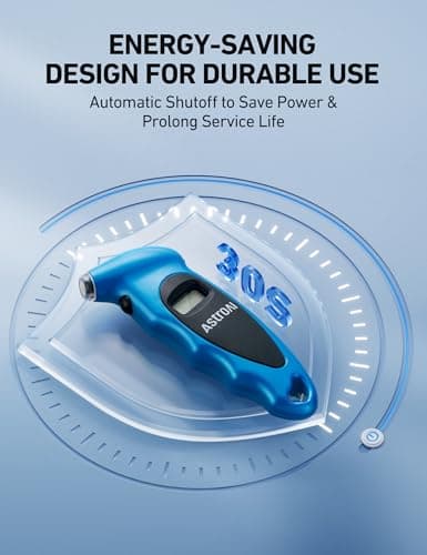 AstroAI Digital Tire Pressure Gauge 0-150PSI Calibrated to ANSI B40.7 +/-1PSI, Accurate in 0.1 Increments, Tire Repair Tools 4 Pressure Measurements for Car Truck with Backlight LCD, Blue — view 4