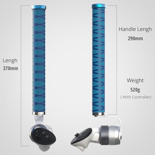 VR Cricket Bat Attachment for iB Cricket - Aluminum Short Cricket Bat Handle Accessory Compatible with Meta Quest 3/3s, Q2 and Q Pro Enhance Immersive VR Game Experience- Right(Blue) — view 3