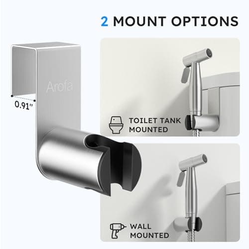 Arofa Handheld Bidet Sprayer for Toilet-Adjustable Water Pressure Control with Bidet Hose for Feminine Wash, Stainless Steel Brushed Nickel Cloth Diaper Bidet Toilet Sprayer for Baby Wash — view 5