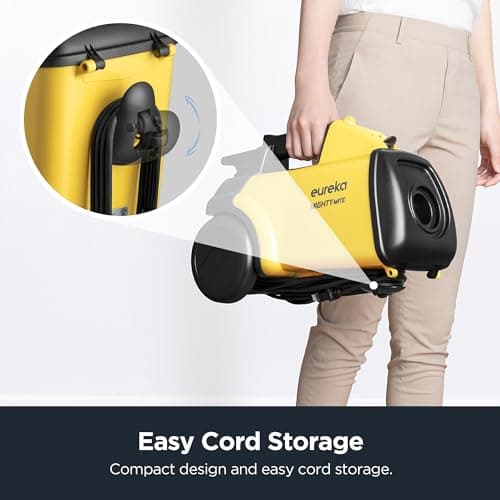 Eureka 3670M Canister Cleaner, Lightweight Powerful Vacuum for Carpets and Hard floors, w/ 5bags,Yellow — view 2