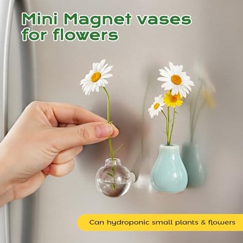 Renmxj 5 Pcs Cute Mini Ceramic Vase Fridge Magnets with Artificial Flowers — view 6