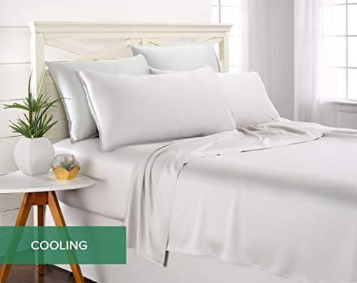 King Sheets by Pure Bamboo, Genuine 100% Organic Viscose Derived from Bamboo Bed Sheet Set, Soft & Cooling, Double Stitching, 2 Year Quality Promise (King, White) — view 4