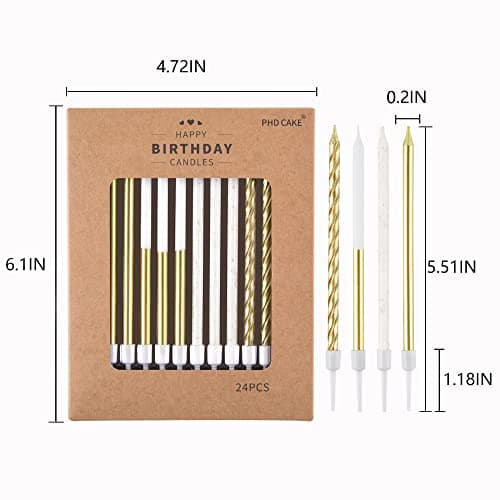 PHD CAKE Gold Metallic Long Thin Metallic Birthday Candles, Cake Candles, Party Candles, Party Decorations, Wedding Candles — view 5