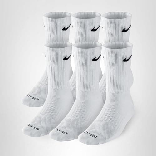 Nike Crew Socks (6 Pair) (US, Alpha, Medium, Regular, Regular, Dri-Fit White) — view 2