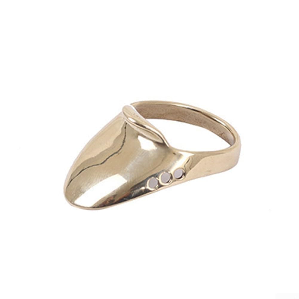 Anillo de latón para el pulgar, protector de dedos con almohadilla de cuero, tamaños de 18-24 mm compatibles con caza con arco, protección de tiro (18#)