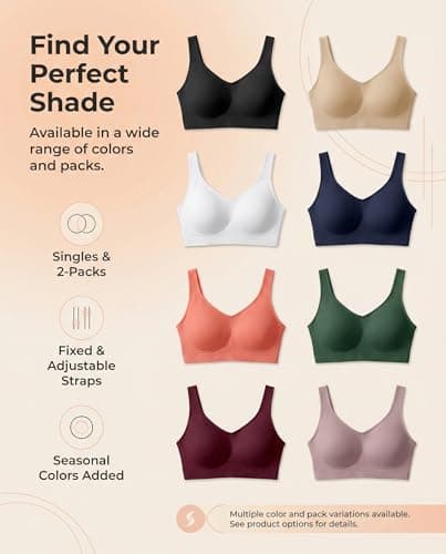 SHAPERMINT Wireless Bras for Women - Full Support Seamless Bralette, Compression Sports Bra, Plus Size Minimizer Bras, Padded Wirefree Bra for Women Black — view 8