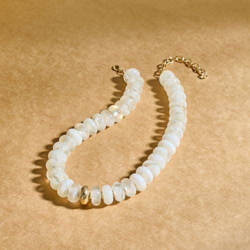 LILIE&WHITE Mothers Day Gifts for Mom Daughter White Chunky Beaded Necklaces for Women Chic Chunky Summer Collar Necklace Premium Beaded Statement Necklace Jewelry Gift for Friend — view 3