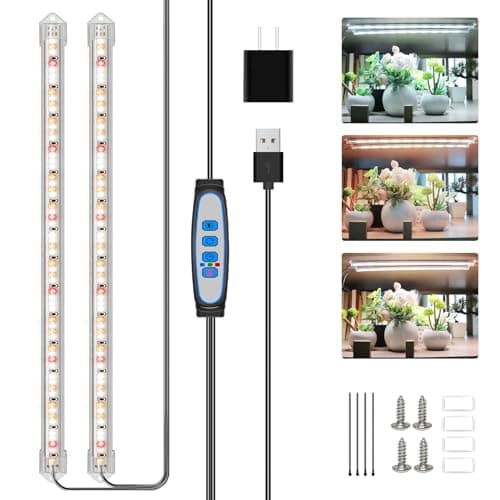 Kullsinss LED Grow Lights for Indoor Plants, 16" Full Spectrum Plant Grow Light Strips with Upgrade Timer 6/12/16 Hrs, 5 Dimmable Levels, 3 Color Modes, 120 LEDs Grow Lamp for Seedlings Hydroponics