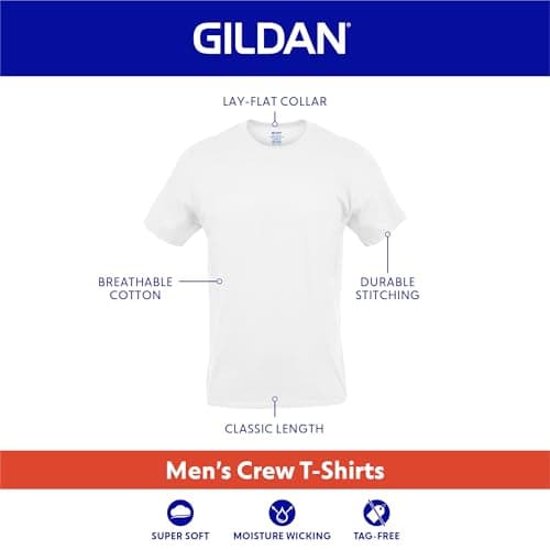 Gildan Men's Crew T-Shirts, Multipack, Style G1100, Black (6-Pack), X-Large — view 2