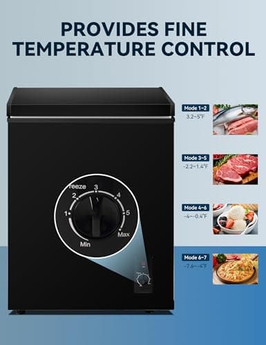 7.0 Cu Ft Chest Freezer - Energy Saving Quiet Top Open Door Mini Freezer Adjustable 6 Thermostat - Compact Small Deep Freezer w/Removable Basket and Defrost Water Drain for Home/Apartment/Garage — view 5