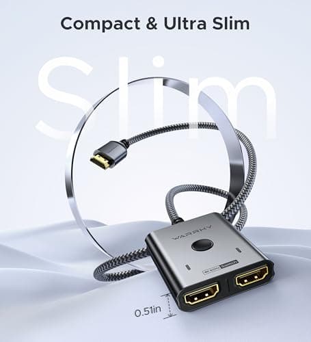 HDMI Switch 4K 60Hz, WARRKY HDMI Switcher 2 in 1 Out [Fixed Braided Cable] — view 7