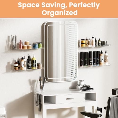 upsimples Clear Acrylic Shelves for Storage, 15" Floating Shelves Wall Mounted for Kids Bookshelf/Display Ledge for Bedroom, Living Room, Bathroom, Kitchen, Set of 4 — view 6