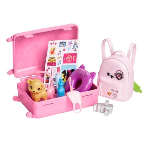 Barbie Doll & Accessories, Travel Set with Puppy and 10+ Pieces, Suitcase Opens & Closes, Barbie 'Malibu' with Blonde Hair — view 3