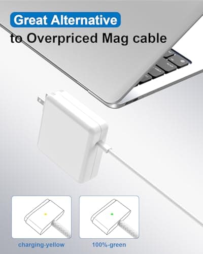 Mac Book Pro Charger - USB C to Magnetic 3 Charger for Mac pro 14-16inch 2021 2023 2024 2025 2026 M1 M2 M3 M4 M5, Mac Air 13-15inch 2022 2023 2024 2025 2026 M2 M3 M4 M5, Include 6.6ft Charge Cable — view 4