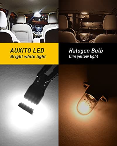AUXITO 194 LED Bulbs for License Plate Light 168 175 2825 W5W T10 24-SMD 3014 Chipsets 6000K White for Car Dome Door Map Dash Courtesy Cargo License Plate Lights, Pack of 2 — view 3
