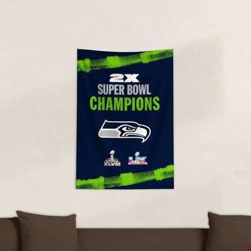 Northwest NFL Super Bowl 2026 Seattle Seahawks Multi Champs Tide Tapestry Wall Hanging, 24 x 36 in — view 2