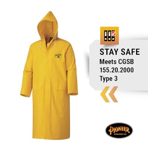 Pioneer FR Waterproof Long Rain Jacket for Men - Flame Resistant PVC Yellow Rain Gear for Work - X-Large — view 3