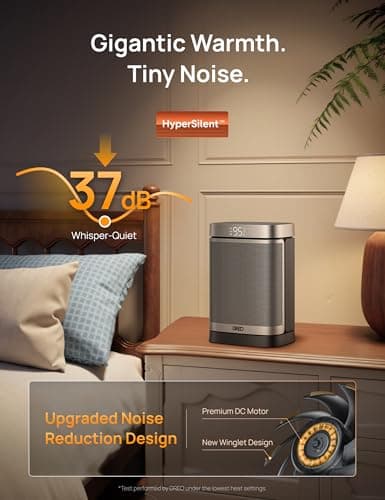 DREO Space Heater, 1500W Portable Electric Heaters for Indoor Use, PTC Ceramic Heater for Office with Remote, Thermostat, 70°Oscillation, 12H Timer, 5 Modes, Safe Quiet Room Heater for Bedroom — view 3