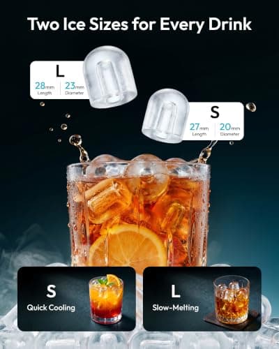 EUHOMY Ice Maker Countertop, 9 Cubes Ready in 6 Mins, 26lbs/24H, Self-Cleaning, Portable Ice Maker Machine with Carry Handle, Basket and Scoop, 2 Sizes of Bullet Ice for Home, Kitchen, Office — view 3