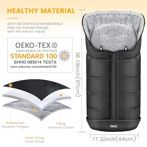 Orzbow Stroller Footmuff Universal, Weather-Proof Baby Bunting Bag, Warm — view 5
