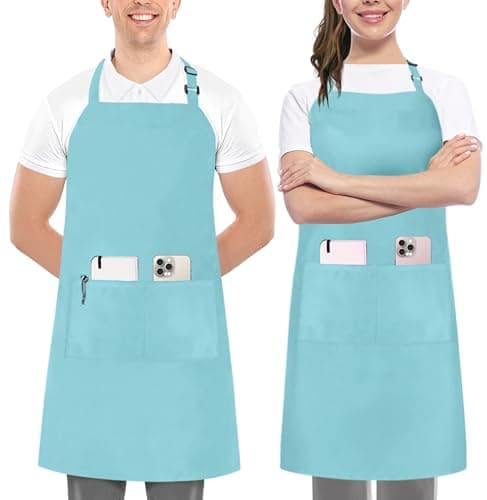 Utopia Kitchen 2 Pack Bib Apron, Adjustable with 2 Pockets, Water and Oil Resistant, Cooking Kitchen Chef Apron for Women Men