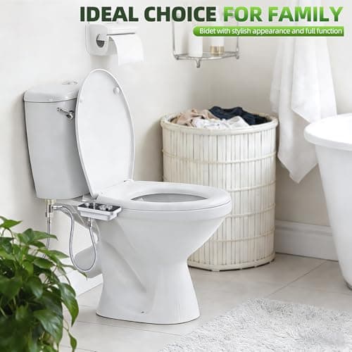 SAMODRA Bidet Attachment - Non-Electric Cold Water Bidet Toilet Seat Attachment with Pressure Controls,Retractable Self-Cleaning Dual Nozzles for Frontal & Rear Wash - Black — view 5