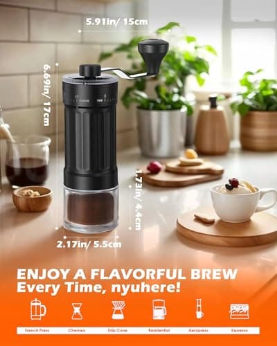 Rsoilch Manual Coffee Grinder With Ceramics Burr For Espresso,French Press,40 Adjustable Settings,Portable Hand Coffee Bean Mill For Home Use and Camping Travel,Coffee Bean Grinders With Hand Crank — view 7