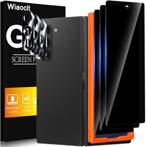Wiaocit 3 Pack Privacy Screen Protector for Samsung Galaxy Z Fold 8 Ultra/Z Fold 7 with 3 Pack Camera Lens Protector, 9H Hardness, Tempered Glass, Bubble Free, Case Friendly