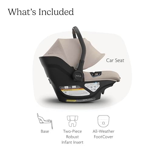 UPPAbaby Aria V2 Lightweight Infant Car Seat - Load Leg + Anti-Rebound Panel - Infant Insert + All-Weather FootCover Included - Direct Stroller Attachment- Ada (Sandstone)