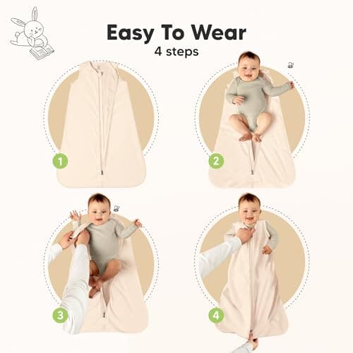 2-Pack Baby Sleep Sacks, Zipper Wearable Blanket - 100% Organic Cotton 0.5TOG, Soft Lightweight Toddler Sleeping Sack 6-12 months, Easy to Wear Newborn Swaddles Sleepsack (Ecru, M) — view 2