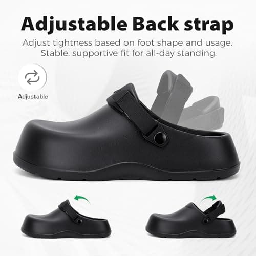 TEYTAP Nonslip Work Shoes Women Men Non Slip Shoes Slip Resistant Clogs for Nurse Chef Kitchen Restaurant Food Service Garden Slip On Mules Black — view 6
