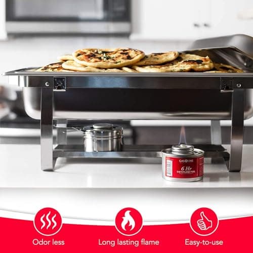 Gas One 12 Pack 6 Hour Chafing Fuel - Food Warmer for Chafing Dish Buffet Set - Reusable Liquid Safe Fuel With Wick & Lid Opener — view 4