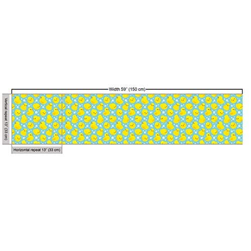 Lunarable Cartoon Fabric by The Yard, Happy Rubber Duck and Bubbles Pattern Theme Art, Decorative Fabric for Upholstery and Home Accents, 3 Yards, Yellow Aqua — view 2