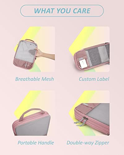 BAGSMART 4 Set Compression Packing Cubes for Travel, Lightweight Vacation Travel Essentials for Women, Travel Accessories for Suitcase Organizer Bags Set, Durable Luggage Organizer Travel Bags — view 4