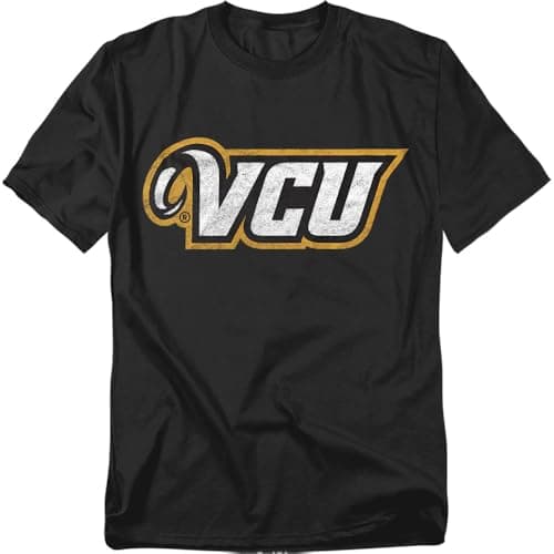 Virginia Commonwealth University Official Primary Logo Unisex Adult T-Shirt, Black, X-Large
