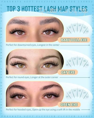 PHKERATA Wispy Lash Clusters Natural Eyelash Clusters C Curly Cluster Lashes DIY Lash Extensions with Wide Soft Thin Band,10-16MM,180Pcs — view 2