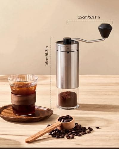 Manual Coffee Grinder with 40 Adjustable Grind Settings With Ceramic Conical Burr,Handheld Grinder with Handle Crank, Portable Hand Coffee Mill with 35g Capacity,Espresso,Pour Over,French Press — view 3