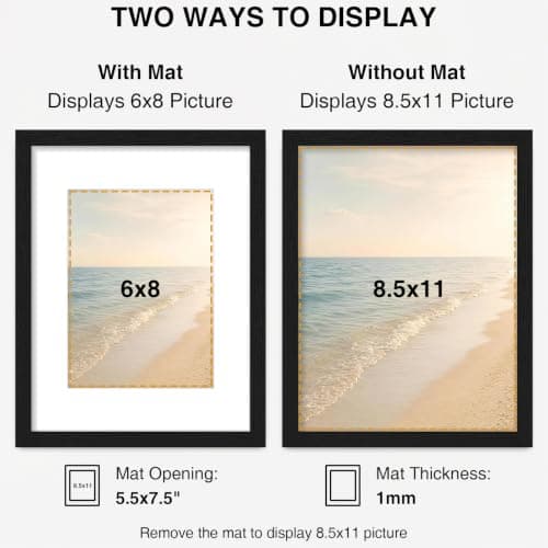 Vittanly 8.5x11 Picture Frames Set of 5, Wall or Tabletop Display, Black — view 3