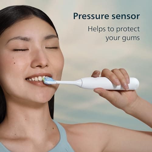 Philips Sonicare 5950 Series Electric Toothbrush, with Pressure Sensor, for Sensitive Gums, 6 Brushing Settings, SmarTimer, BrushPacer, 21-Day Runtime, Travel Case, White, HX7130/03 — view 4